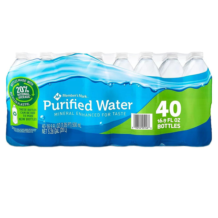 Members Mark Purified Water 16.9oz Caja de 40 Unidades