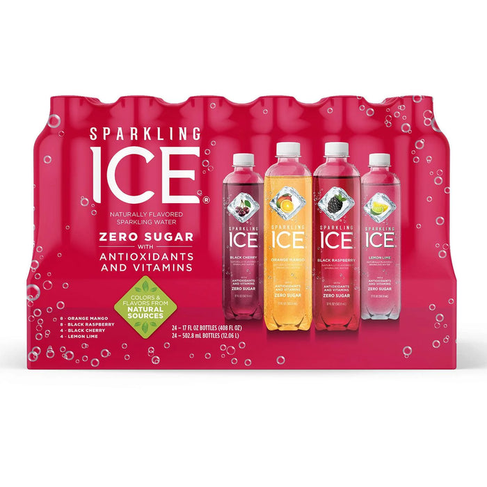 ICE Fruit Blast Zero Sugar Sparkling Variety Pack 17oz Caja de 24 Unidades