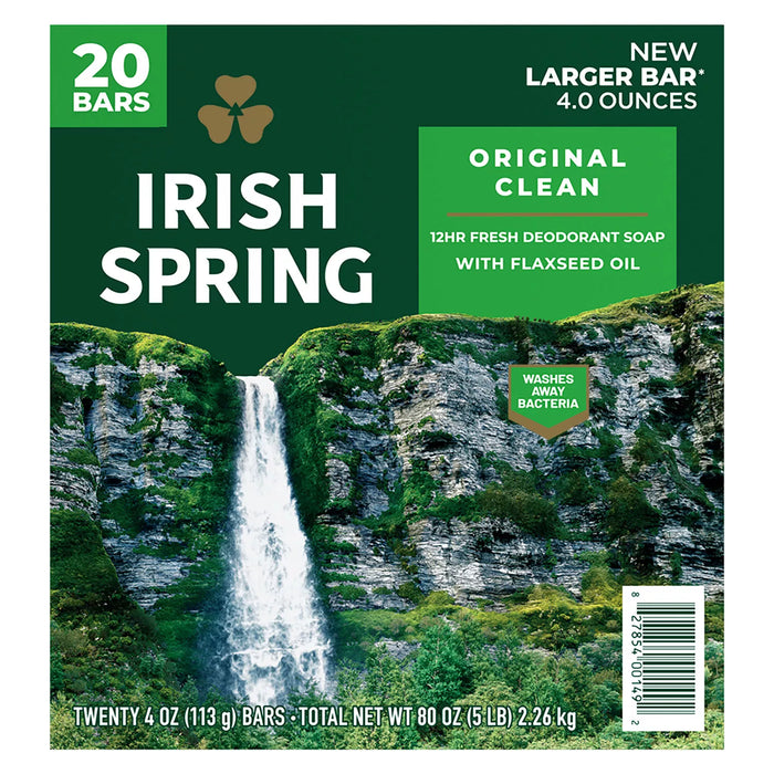 Irish Spring Original Bar Soap 4oz Paquete de 20 Unidades