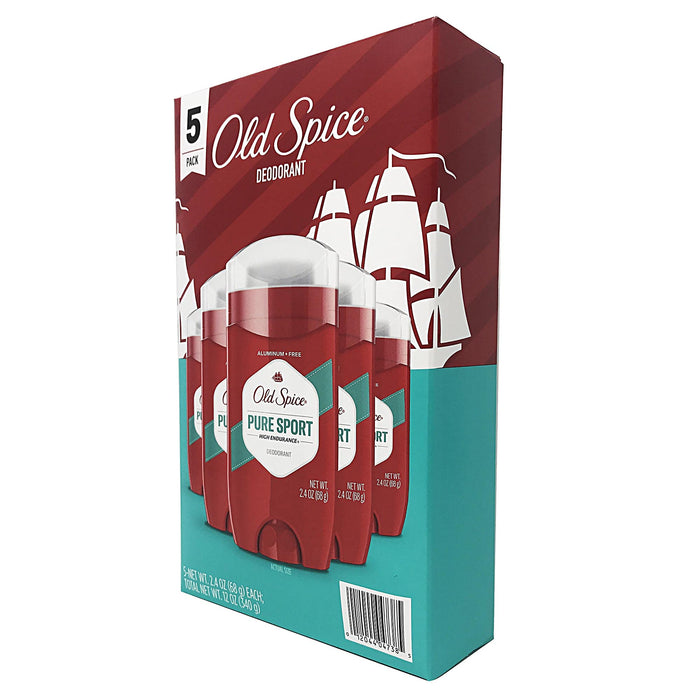 Old Spice Pure Sport Deodorant 2.4oz Paquete de 5 Unidades