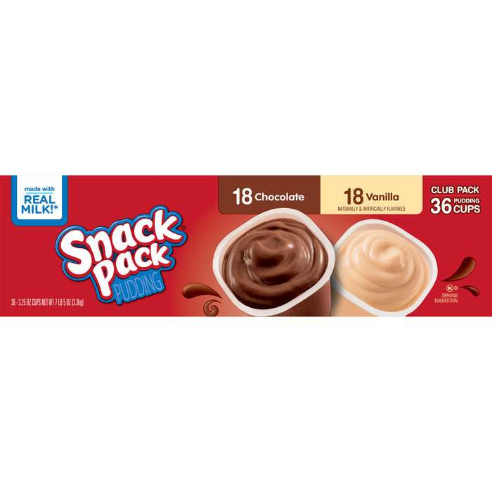 Snack Pack Pudding Choco Vainilla Caja de 36 Unidades