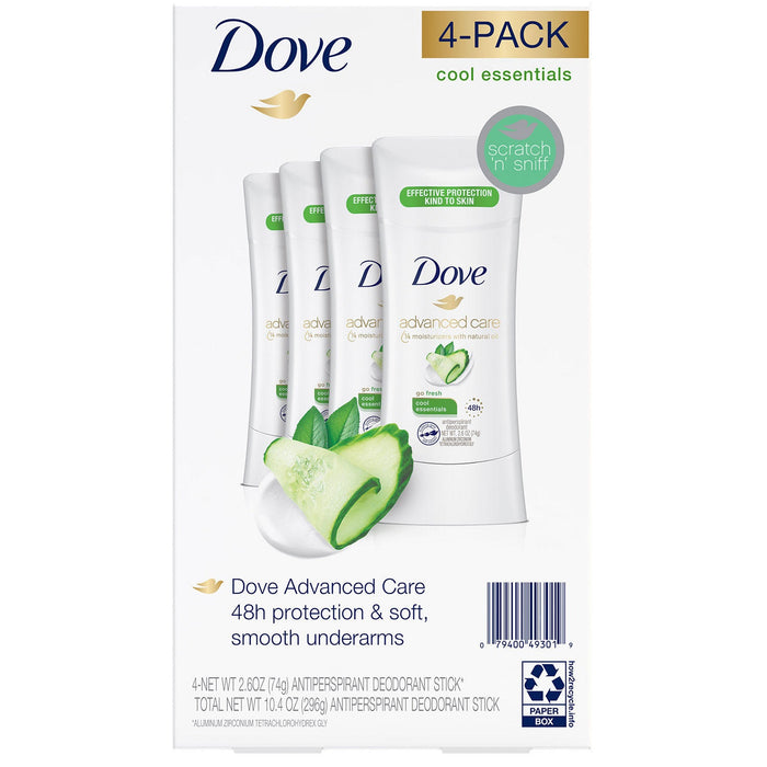 Dove Cool Essentials Deodorant 2.6oz Paquete de 4 Unidades