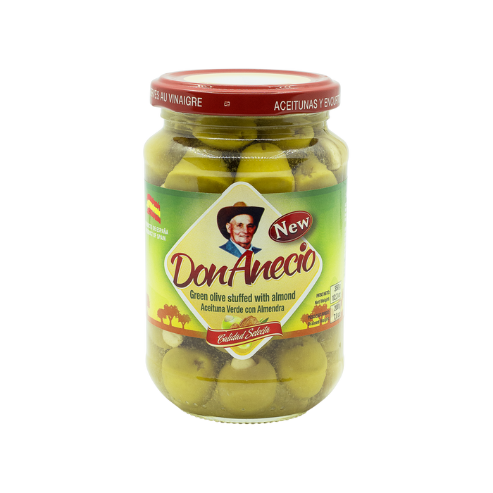 Don Anecio Aceitunas Verdes Espanolas rellenas de Almendras 350gr Caja de 12 Unidades