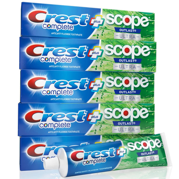 Crest Complete Whitening + Scope Toothpaste 6.5oz Paquete de 5 Unidades