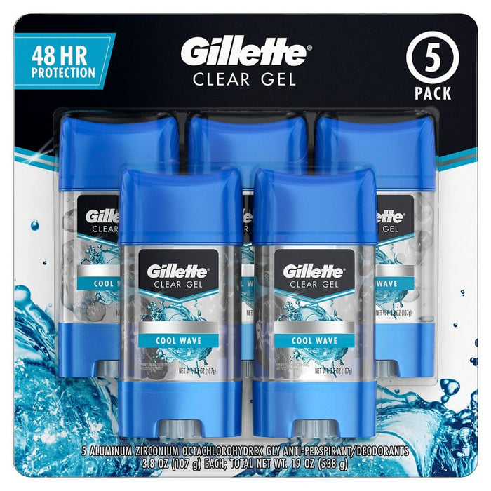 Gillette Cool Wave Gel Deodorant 3.8oz Paquete de 5 Unidades